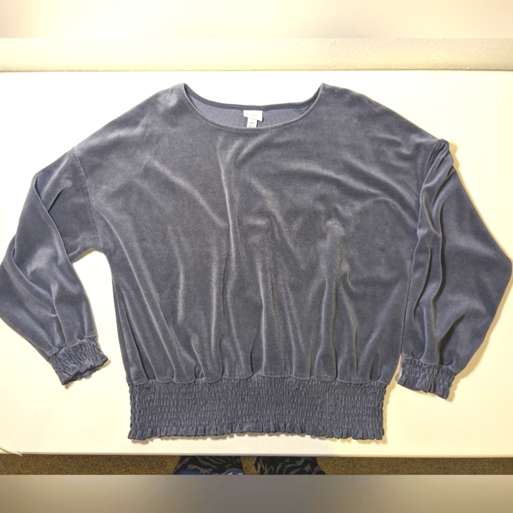 a new day velour steel blue long sleeved top 2x